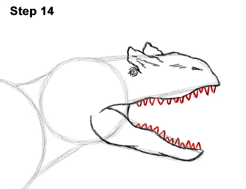 How to Draw Allosaurus Dinosaur Running Mouth Teeth 14