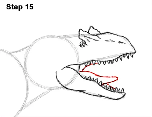 How to Draw Allosaurus Dinosaur Running Mouth Teeth 15