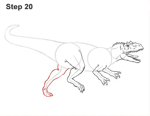 How to Draw Allosaurus Dinosaur Running Mouth Teeth 20