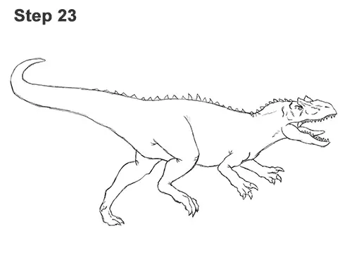 How to Draw Allosaurus Dinosaur Running Mouth Teeth 23