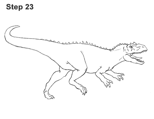 How to Draw Allosaurus Dinosaur Running Mouth Teeth 23