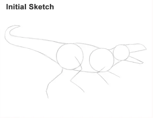 How to Draw Allosaurus Dinosaur Running Mouth Teeth Initial Sketch