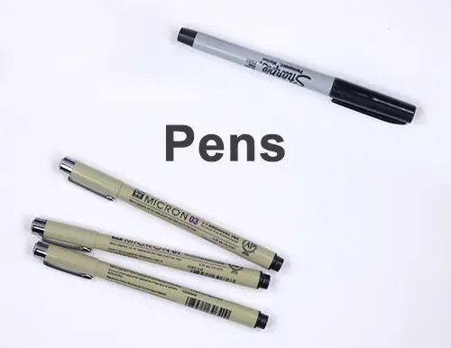Art Drawing Materials Supplies List Pens