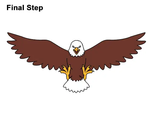 How to Draw Angry Cartoon Bald Eagle Flying Wings Talons