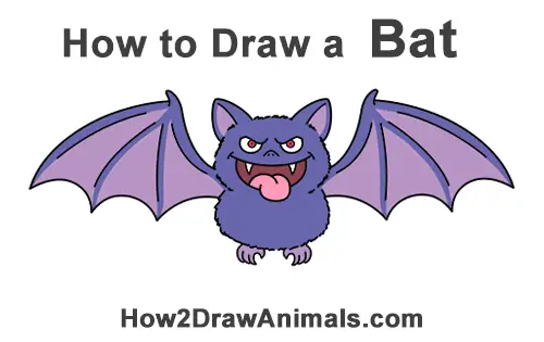 How to Draw Angry Funny Cute Halloween Cartoon Bat