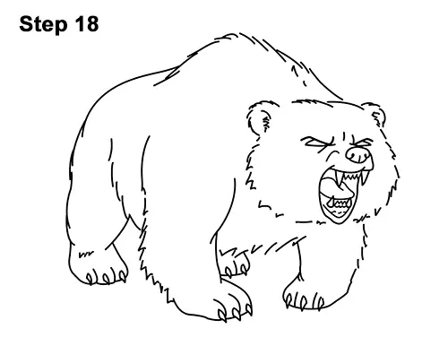 Draw Angry Mean Growling Roaring Cartoon Bear 18