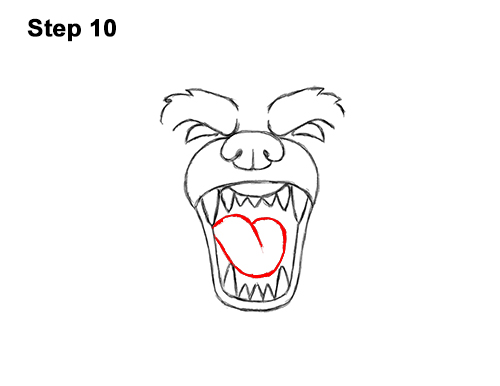 How to Draw a Cartoon Grizzly Bear Head Roaring 10