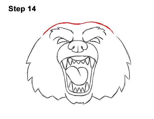 How to Draw a Cartoon Grizzly Bear Head Roaring 14