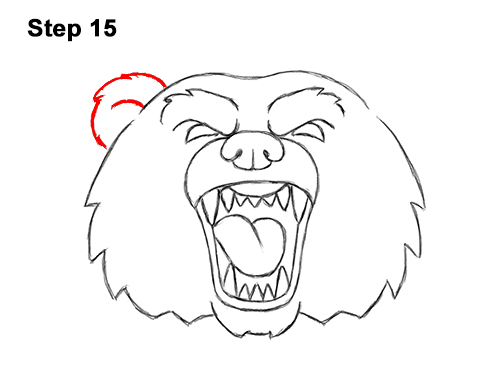 How to Draw a Cartoon Grizzly Bear Head Roaring 15