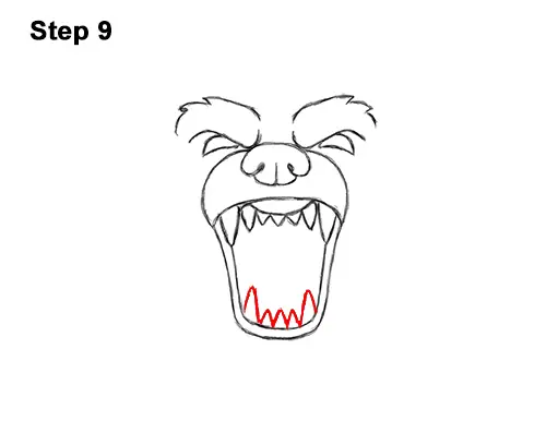 How to Draw a Cartoon Grizzly Bear Head Roaring 9