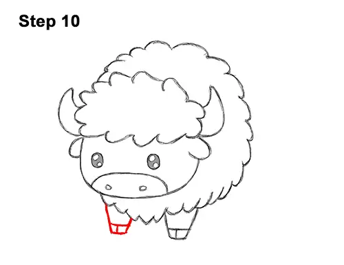 How to Draw Cute Cartoon Bison Buffalo 10