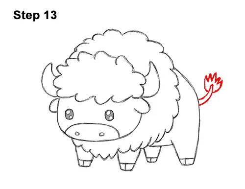 How to Draw Cute Cartoon Bison Buffalo 13