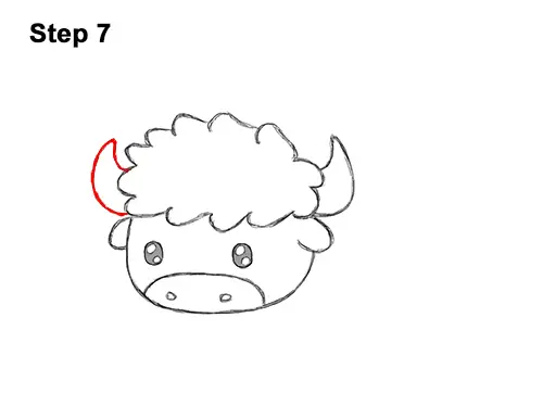 How to Draw Cute Cartoon Bison Buffalo 7