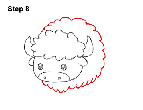 How to Draw Cute Cartoon Bison Buffalo 8