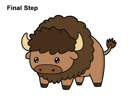How to Draw Cute Cartoon Bison Buffalo