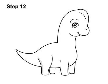 How to Draw a Brachiosaurus Dinosaur (Cartoon) VIDEO & Step-by-Step Pictures