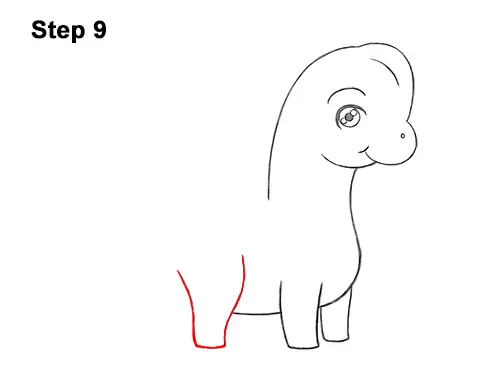 How to Draw a Cute Cartoon Brachiosaurus Dinosaur Chibi Kawaii 9