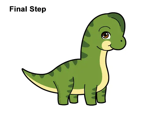 How to Draw a Cute Cartoon Brachiosaurus Dinosaur Chibi Kawaii