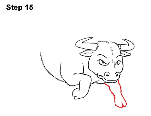 Draw Angry Mean Big Charging Cartoon Bull 15