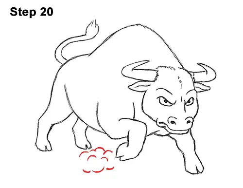 Draw Angry Mean Big Charging Cartoon Bull 20