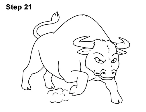 Draw Angry Mean Big Charging Cartoon Bull 21