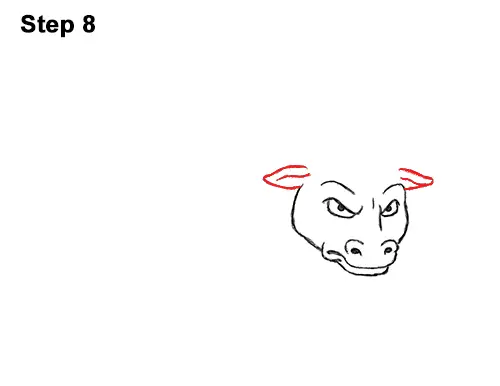 Draw Angry Mean Big Charging Cartoon Bull 8