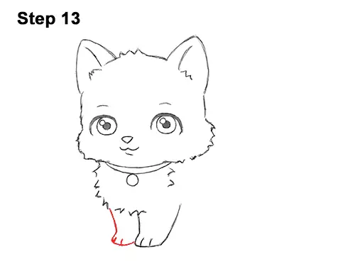 Draw White Cartoon Cat Kitten Kitty 13