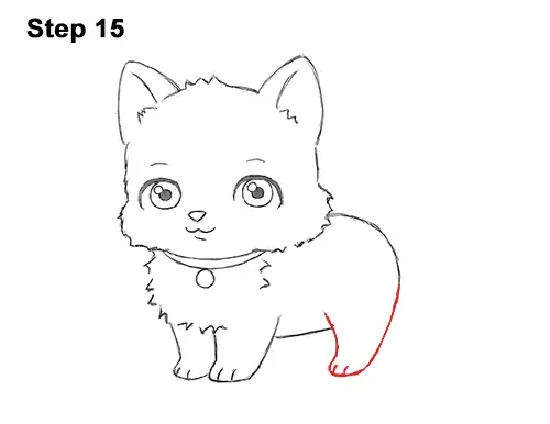 Draw White Cartoon Cat Kitten Kitty 15