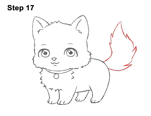 Draw White Cartoon Cat Kitten Kitty 17