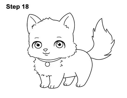 Draw White Cartoon Cat Kitten Kitty 18