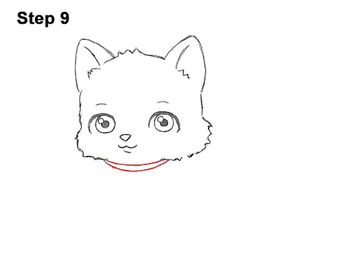 Draw White Cartoon Cat Kitten Kitty 9