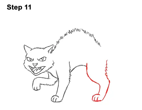 How to Draw Angry Mean Halloween Cartoon Black Cat arched back 11