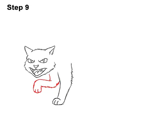 How to Draw Angry Mean Halloween Cartoon Black Cat arched back 9