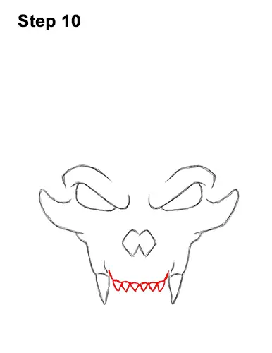How to Draw Scary Cartoon Cat Skull Halloween 10