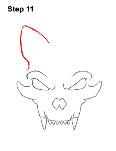 How to Draw Scary Cartoon Cat Skull Halloween 11