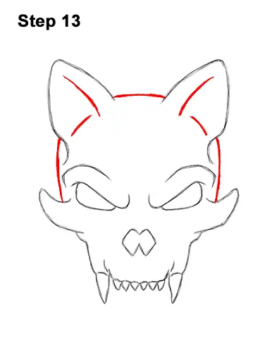 How to Draw Scary Cartoon Cat Skull Halloween 13