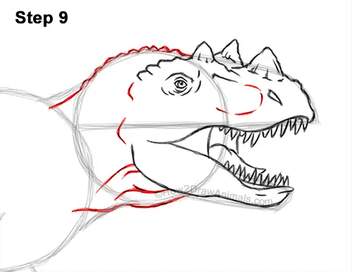 How to Draw a Ceratosaurus Dinosaur Walking Side View 9