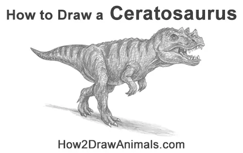 How to Draw a Ceratosaurus Dinosaur Walking Side View