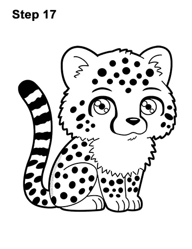 How to Draw a Cute Cartoon Cheetah Chibi Kawaii 17