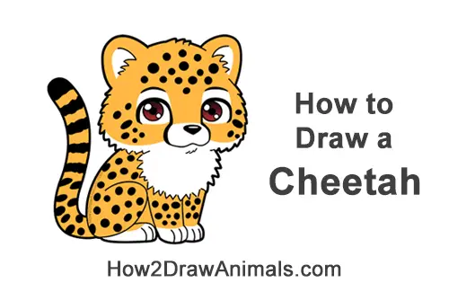 Cheetah playing with toddler illustration