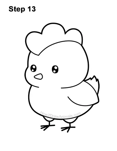 How to Draw Cute Cartoon Chicken Chibi Kawaii 13
