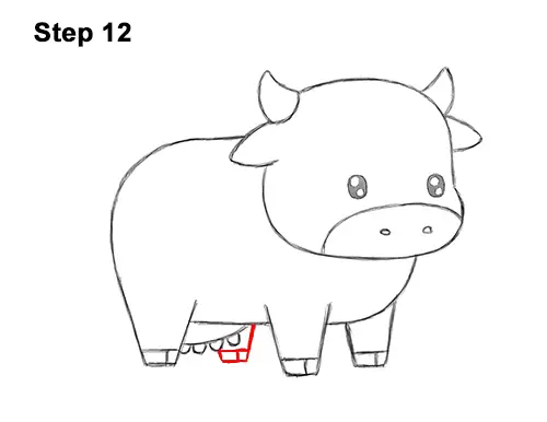 How to Draw Cute Cartoon Cow Chibi Kawaii 12