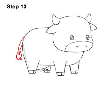 How to Draw a Cow (Cartoon) VIDEO & Step-by-Step Pictures