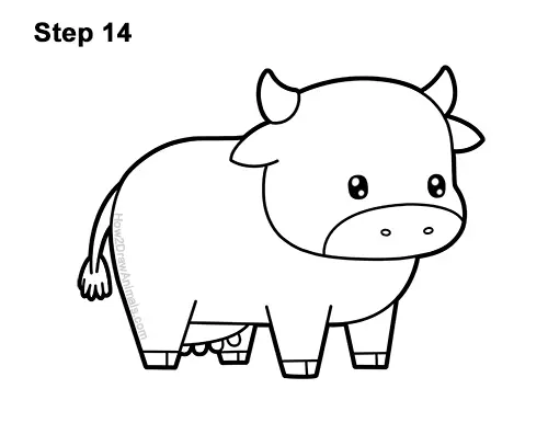 How to Draw Cute Cartoon Cow Chibi Kawaii 14