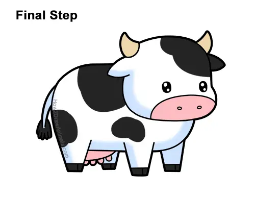 Draw a Cute Cartoon Cow. 