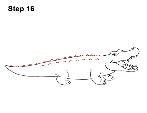 How to Draw Angry Cartoon Crocodile Alligator Smile 16