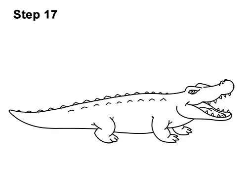 How to Draw Angry Cartoon Crocodile Alligator Smile 17