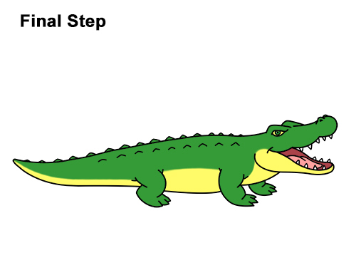 How to Draw Angry Cartoon Crocodile Alligator Smile