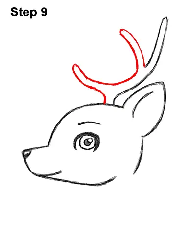 How to Draw Cute Cartoon Deer Antlers 9