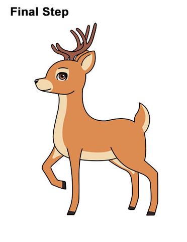 How to Draw a Deer (Cartoon) VIDEO & Step-by-Step Pictures